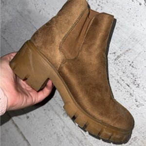 Brown Suede Ankle Boots with Rugged Sole